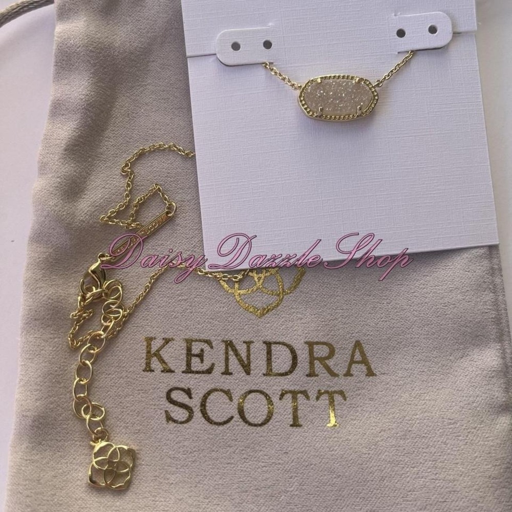 ✨New Kendra Scott Elisa Necklace Pendant Gold in Iridescent Drusy ✨ - Picture 3 of 6